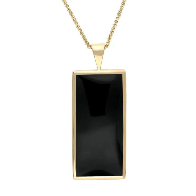 9ct Yellow Gold Whitby Jet Large Oblong Necklace