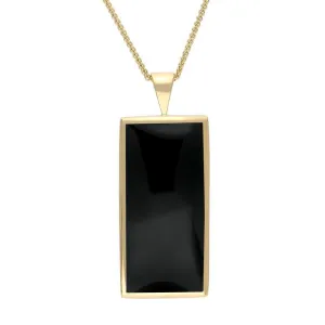 9ct Yellow Gold Whitby Jet Large Oblong Necklace