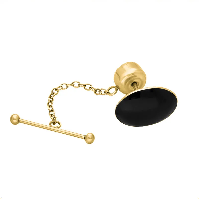 9ct Yellow Gold Whitby Jet Large Oval Tie Pin