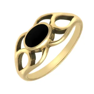 9ct Yellow Gold Whitby Jet Lattice Ring