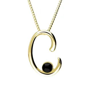 9ct Yellow Gold Whitby Jet Love Letters Initial C Necklace