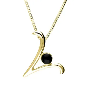 9ct Yellow Gold Whitby Jet Love Letters Initial V Necklace