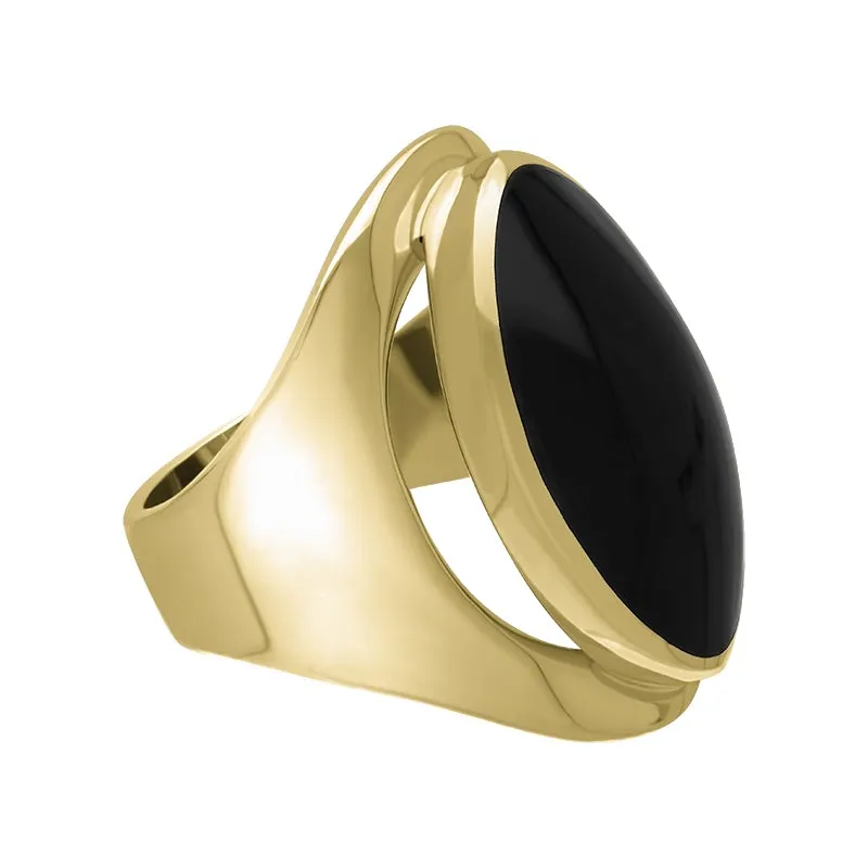 9ct Yellow Gold Whitby Jet Medium Oval Ring
