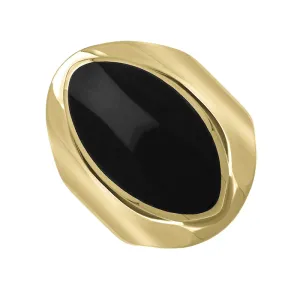 9ct Yellow Gold Whitby Jet Medium Oval Ring
