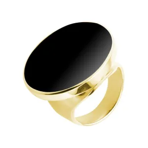 9ct Yellow Gold Whitby Jet Medium Round Stone Ring
