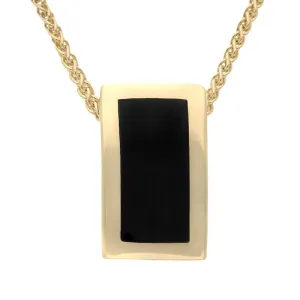 9ct Yellow Gold Whitby Jet Oblong Stone Set Necklace