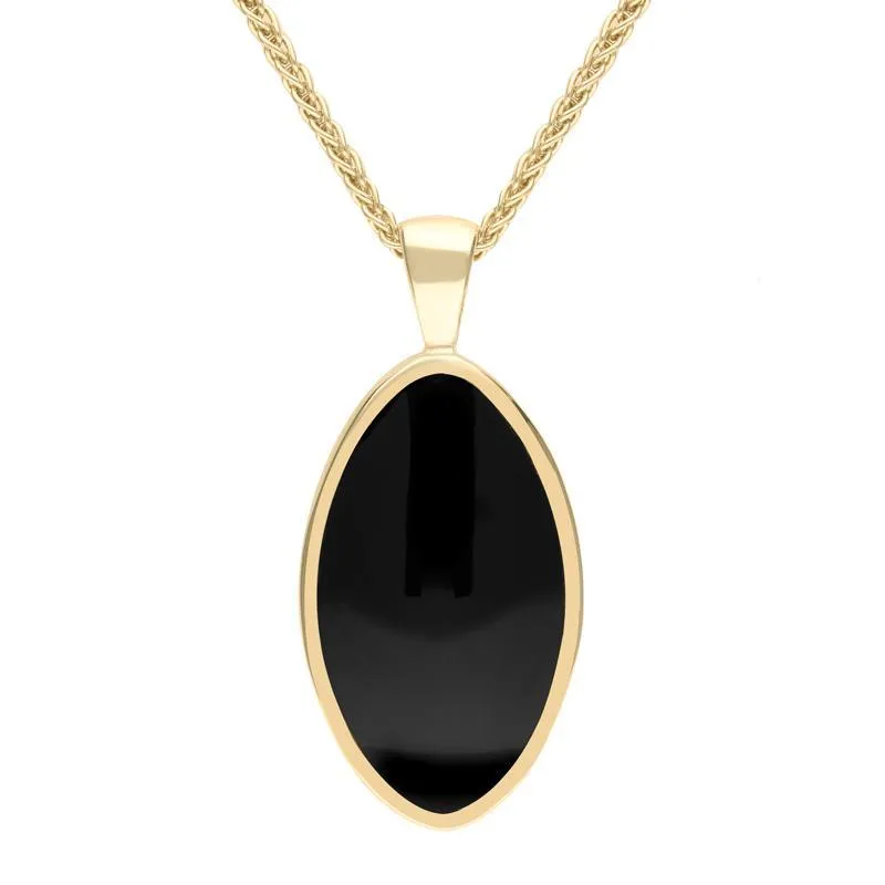 9ct Yellow Gold Whitby Jet Oval Necklace