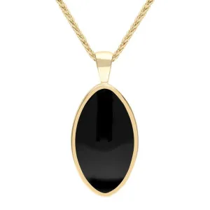 9ct Yellow Gold Whitby Jet Oval Necklace