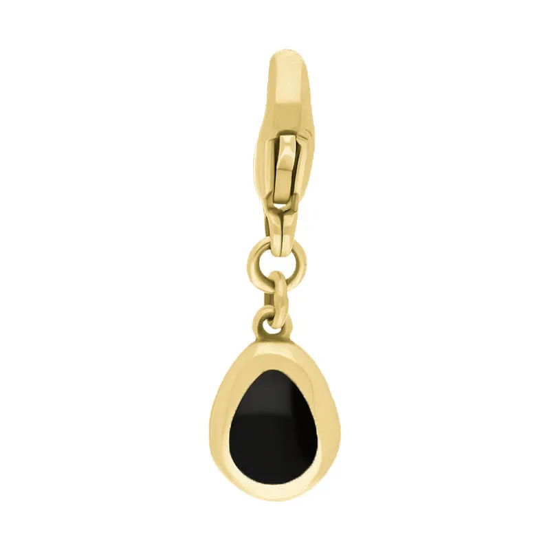 9ct Yellow Gold Whitby Jet Pear Shaped Cross Clip Charm