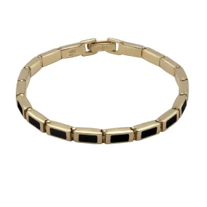 9ct Yellow Gold Whitby Jet Petite Oblong Bracelet