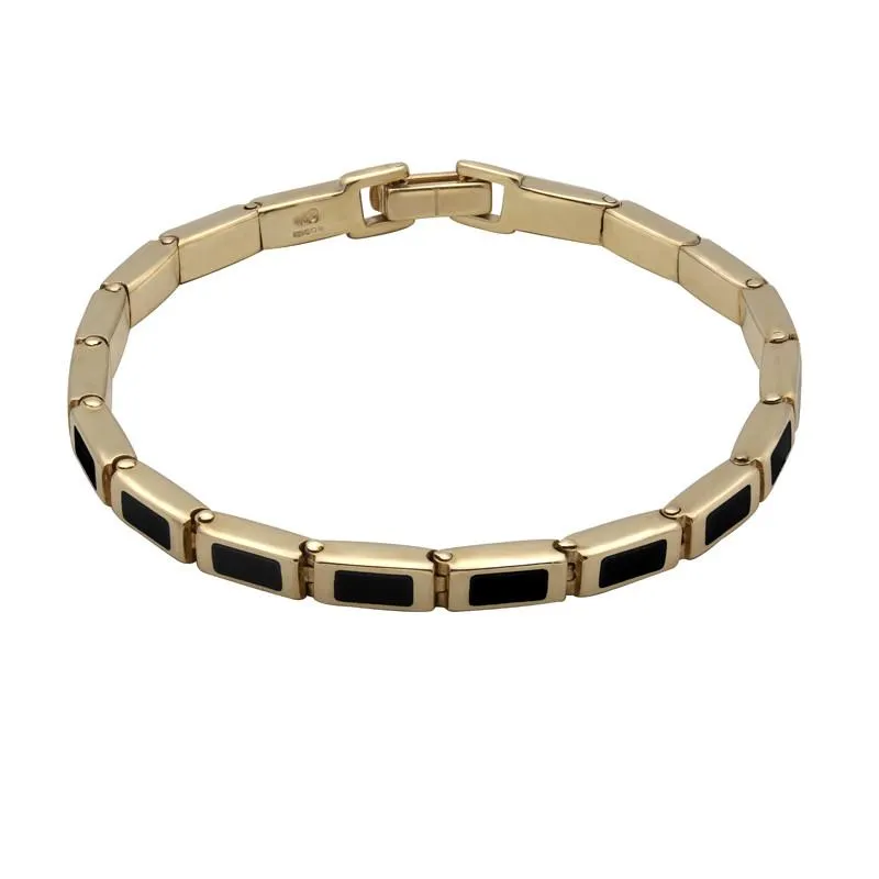 9ct Yellow Gold Whitby Jet Petite Oblong Bracelet