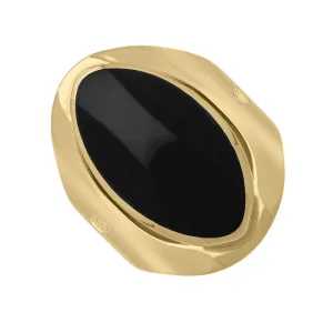 9ct Yellow Gold Whitby Jet Queen's Jubilee Hallmark Medium Oval Ring D