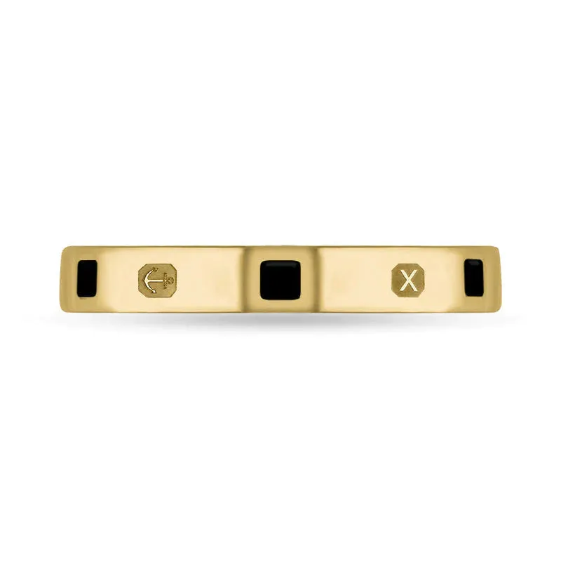 9ct Yellow Gold Whitby Jet Queen's Jubilee Hallmark Princess Cut 3mm Ring D