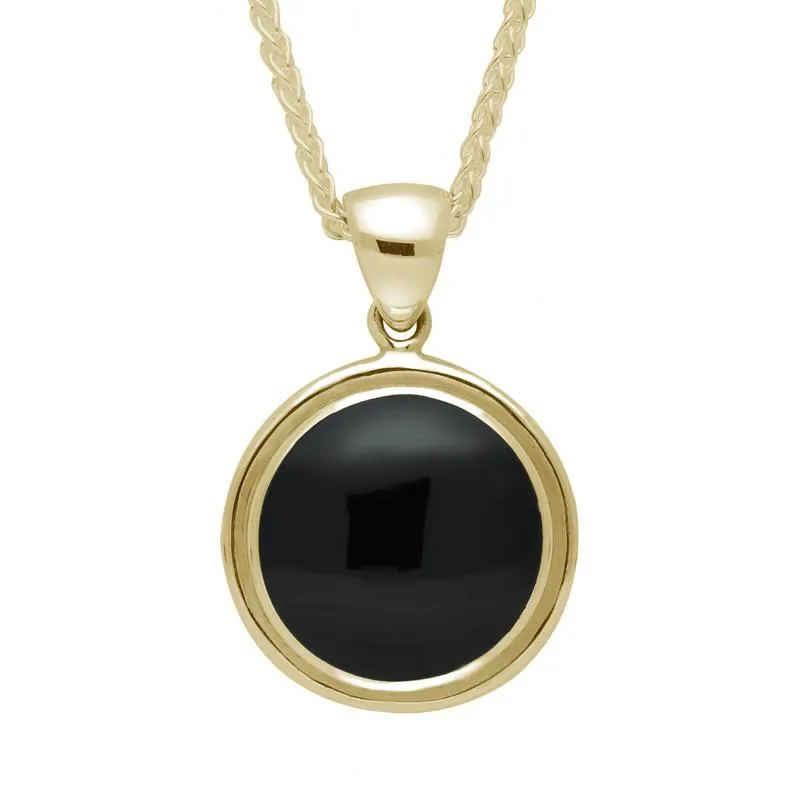 9ct Yellow Gold Whitby Jet Round Ribbed Necklace