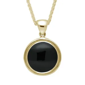 9ct Yellow Gold Whitby Jet Round Ribbed Necklace