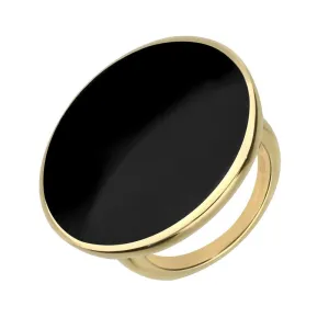 9ct Yellow Gold Whitby Jet Round Ring