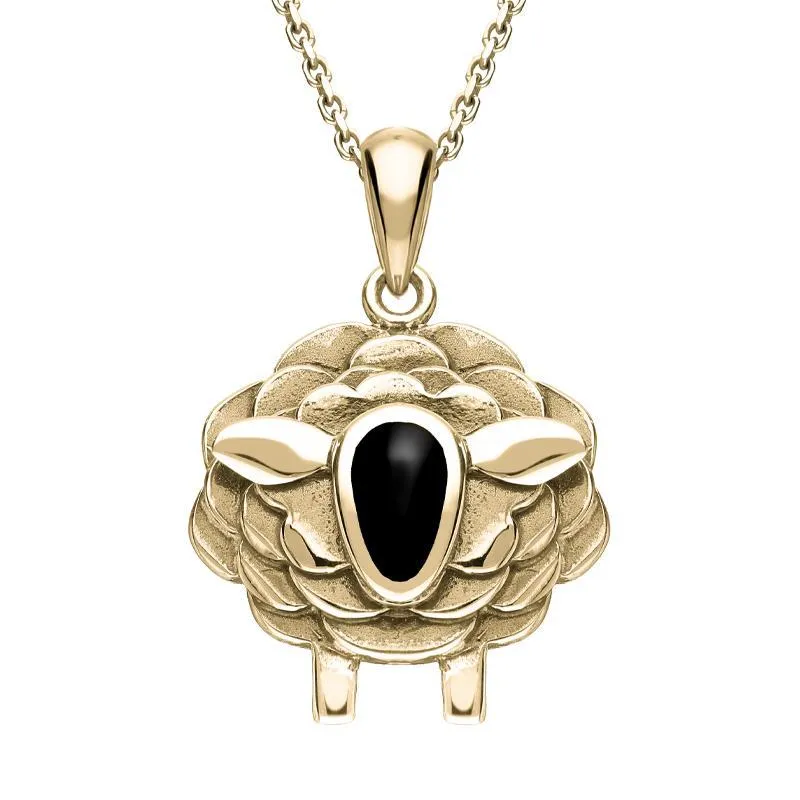 9ct Yellow Gold Whitby Jet Sheep Necklace