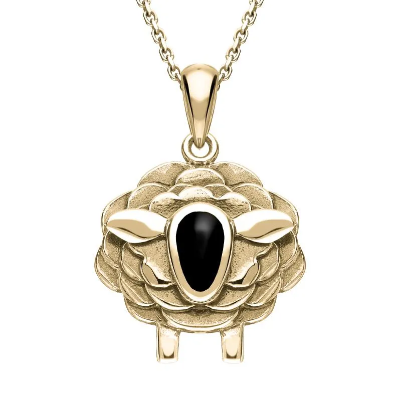 9ct Yellow Gold Whitby Jet Sheep Two Piece Set