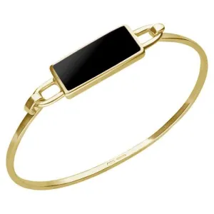 9ct Yellow Gold Whitby Jet Slim Oblong Bangle