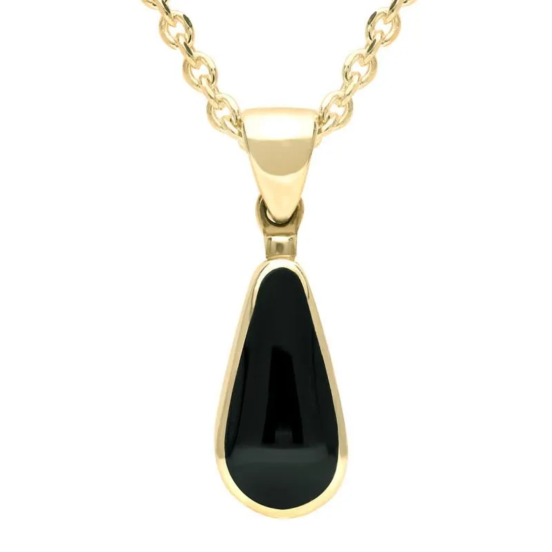 9ct Yellow Gold Whitby Jet Small Pear Necklace