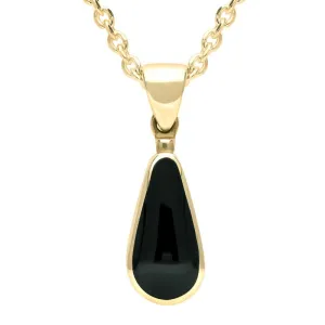 9ct Yellow Gold Whitby Jet Small Pear Necklace