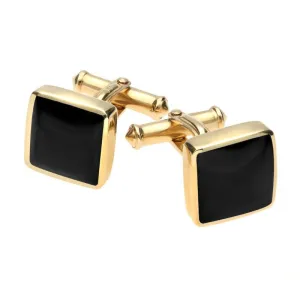 9ct Yellow Gold Whitby Jet Square Cufflinks