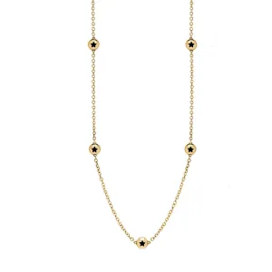 9ct Yellow Gold Whitby Jet Star Link Disc Chain Necklace