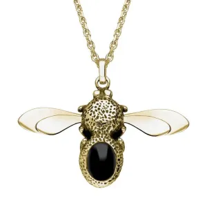 9ct Yellow Gold Whitby Jet Stone Set Body Bee Necklace