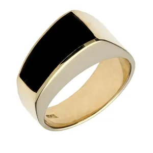 9ct Yellow Gold Whitby Jet Tapered Band Ring