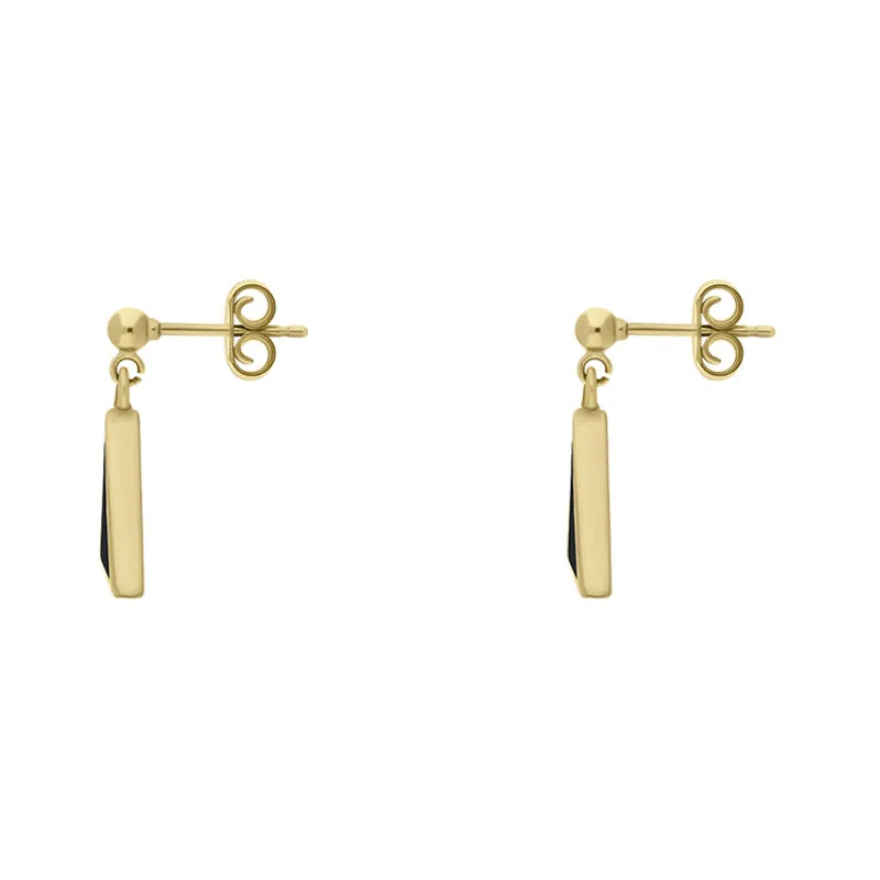 9ct Yellow Gold Whitby Jet Triangle Drop Earrings D