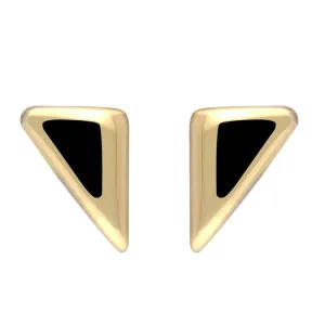 9ct Yellow Gold Whitby Jet Triangular Freeform Stud Earrings