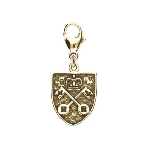 9ct Yellow Gold Whitby Jet York Minster Cross Key Shield Lobster Clasp Charm