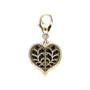 9ct Yellow Gold Whitby Jet York Minster Heart Charm