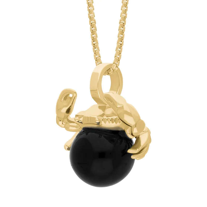 9ct Yellow Gold Whitby Jet Zodiac Cancer 8mm Bead Pendant