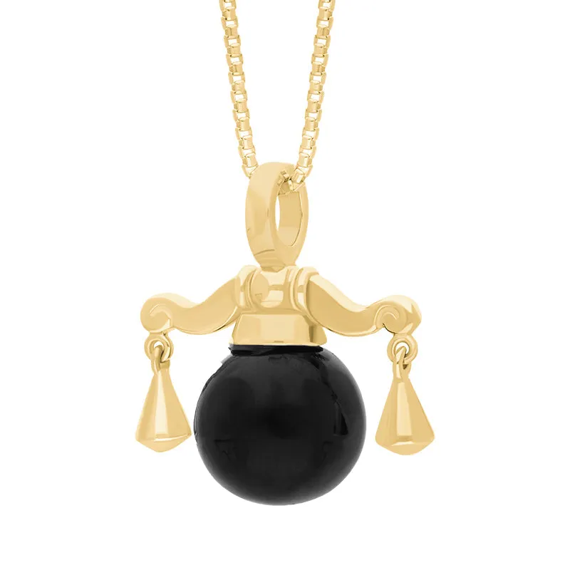 9ct Yellow Gold Whitby Jet Zodiac Libra 8mm Bead Pendant