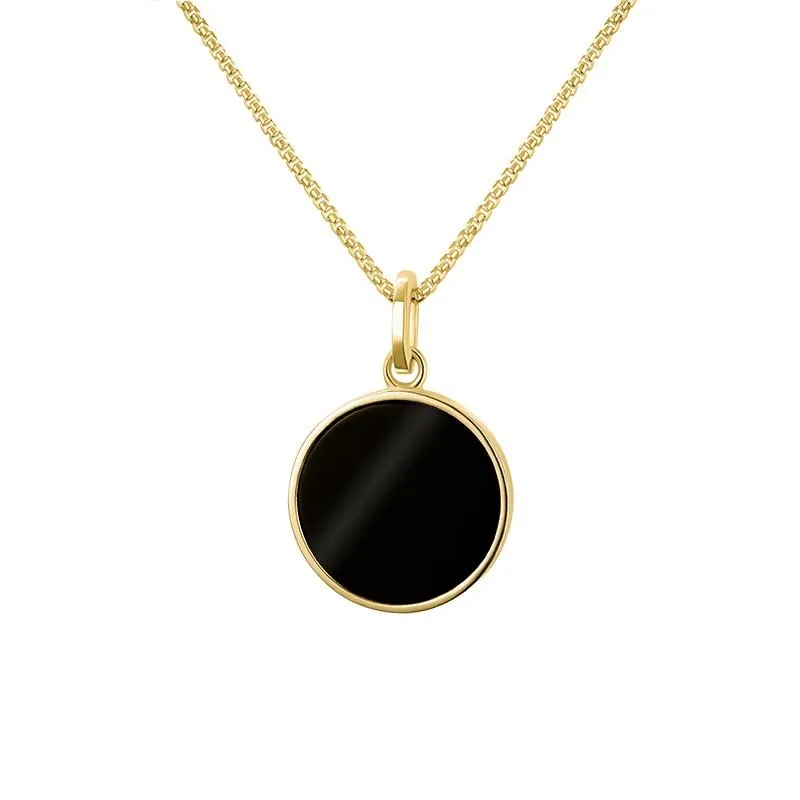 9ct Yellow Gold Whitby Jet Zodiac Sagittarius Round Necklace