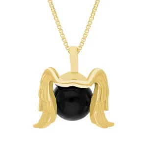 9ct Yellow Gold Whitby Jet Zodiac Virgo 10mm Bead Pendant
