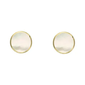 9ct Yellow Gold White Mother of Pearl 4mm Classic Small Round Stud Earrings