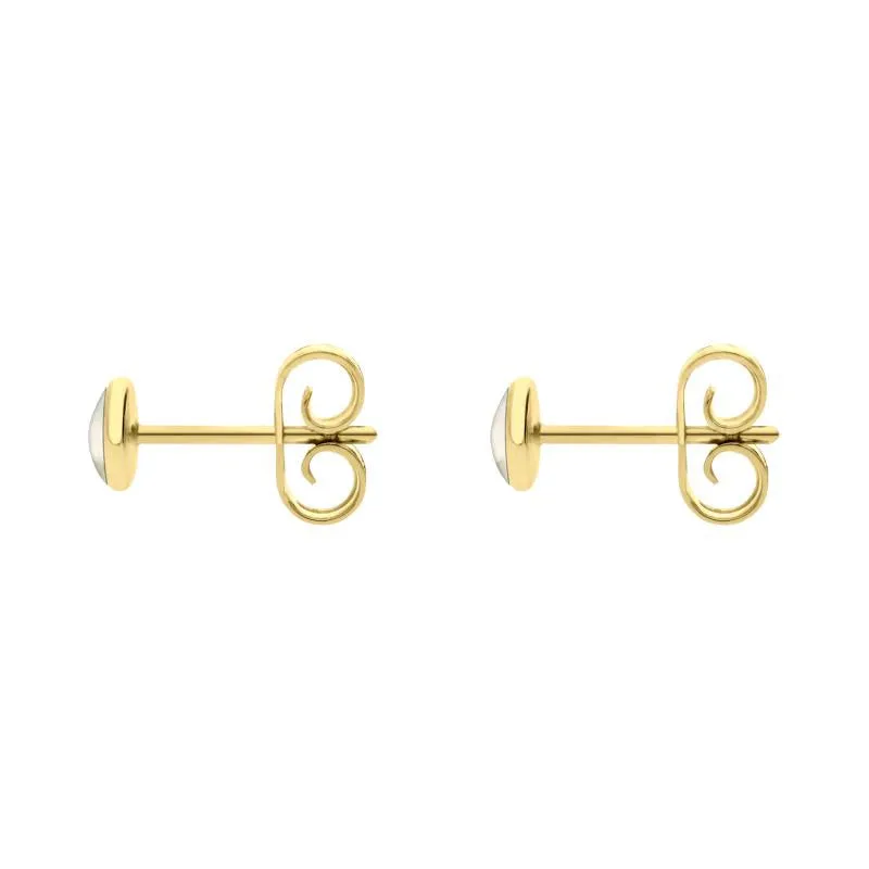 9ct Yellow Gold White Mother of Pearl 4mm Classic Small Round Stud Earrings