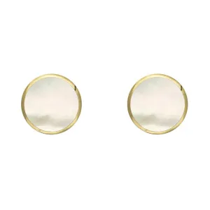 9ct Yellow Gold White Mother of Pearl 5mm Classic Small Round Stud Earrings