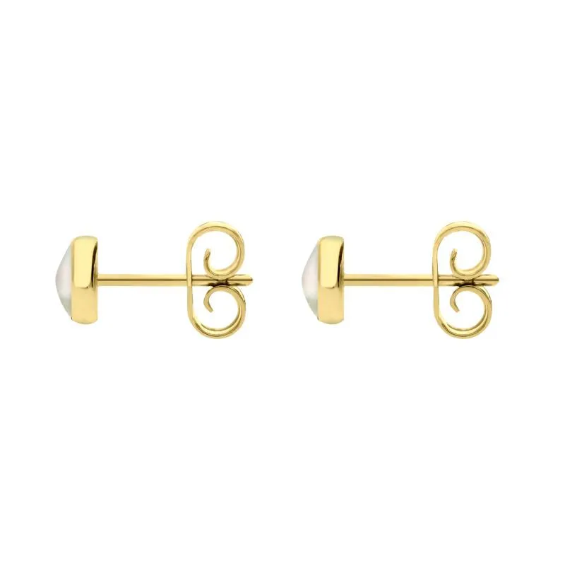 9ct Yellow Gold White Mother of Pearl 5mm Classic Small Round Stud Earrings