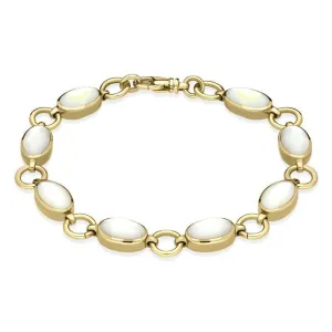 9ct Yellow Gold White Mother of Pearl Eight Stone Round Ring Bracelet D