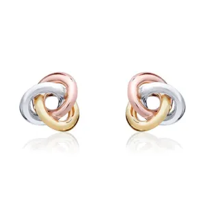 9ct Yellow Rose and White Gold 11.5mm Looped Knot Stud Earrings