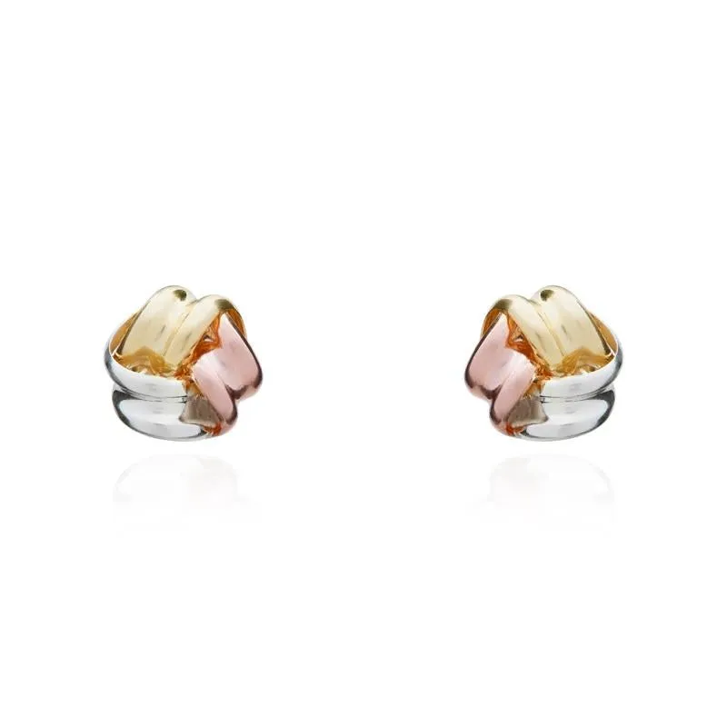 9ct Yellow Rose and White Gold 4.5mm Looped Knot Stud Earrings