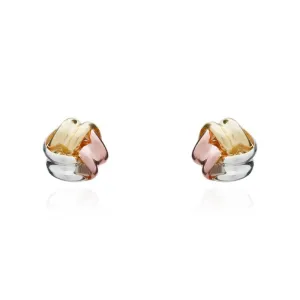 9ct Yellow Rose and White Gold 4.5mm Looped Knot Stud Earrings
