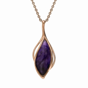 9ct Rose Gold Blue John Open Marquise Shaped Necklace