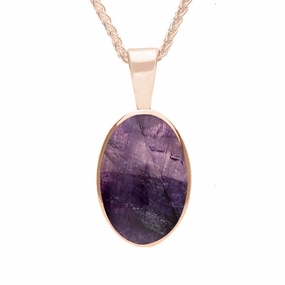 9ct Rose Gold Blue John Oval Necklace