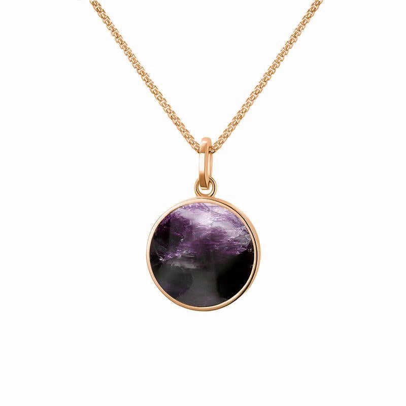 9ct Rose Gold Blue John  Zodiac Gemini Round Necklace