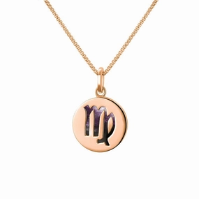 9ct Rose Gold Blue John  Zodiac Virgo Round Necklace
