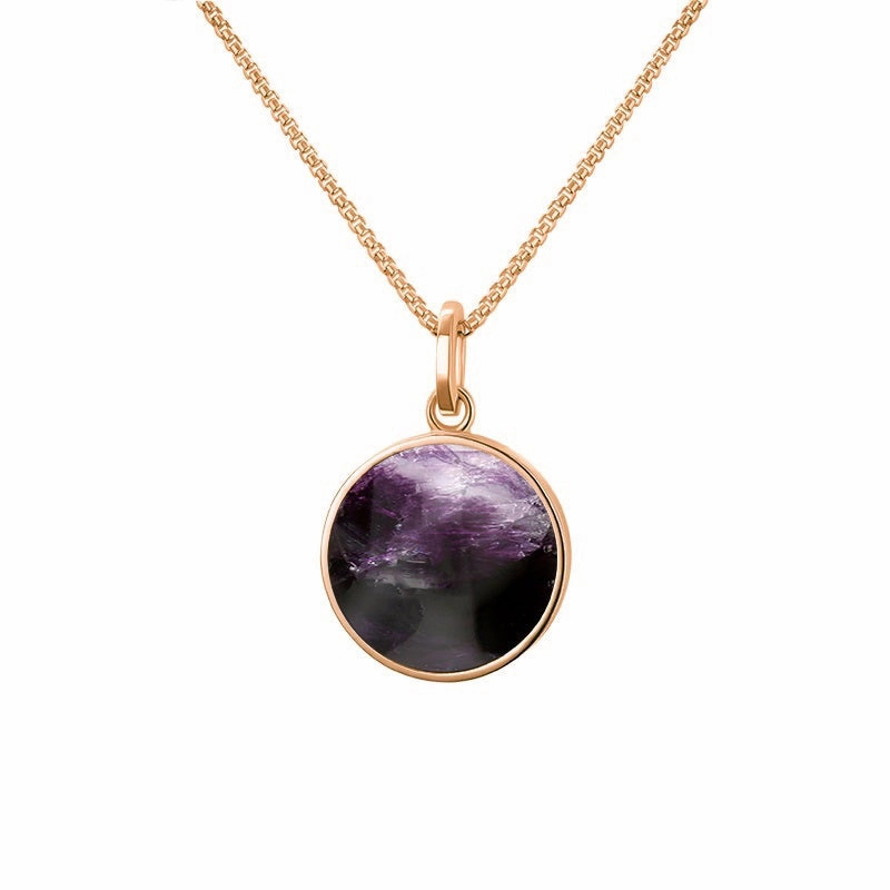 9ct Rose Gold Blue John  Zodiac Virgo Round Necklace